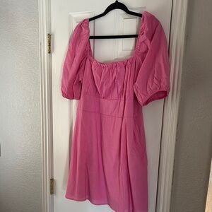 Pink Puff Sleeve Dress